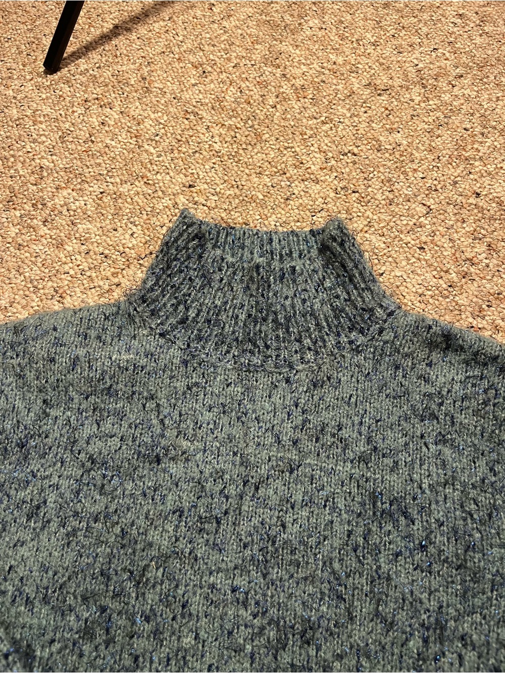 Anthropologie Moth Blue Sparkle Knit Tinsel Mock Neck Sweater - Picture 3 of 10